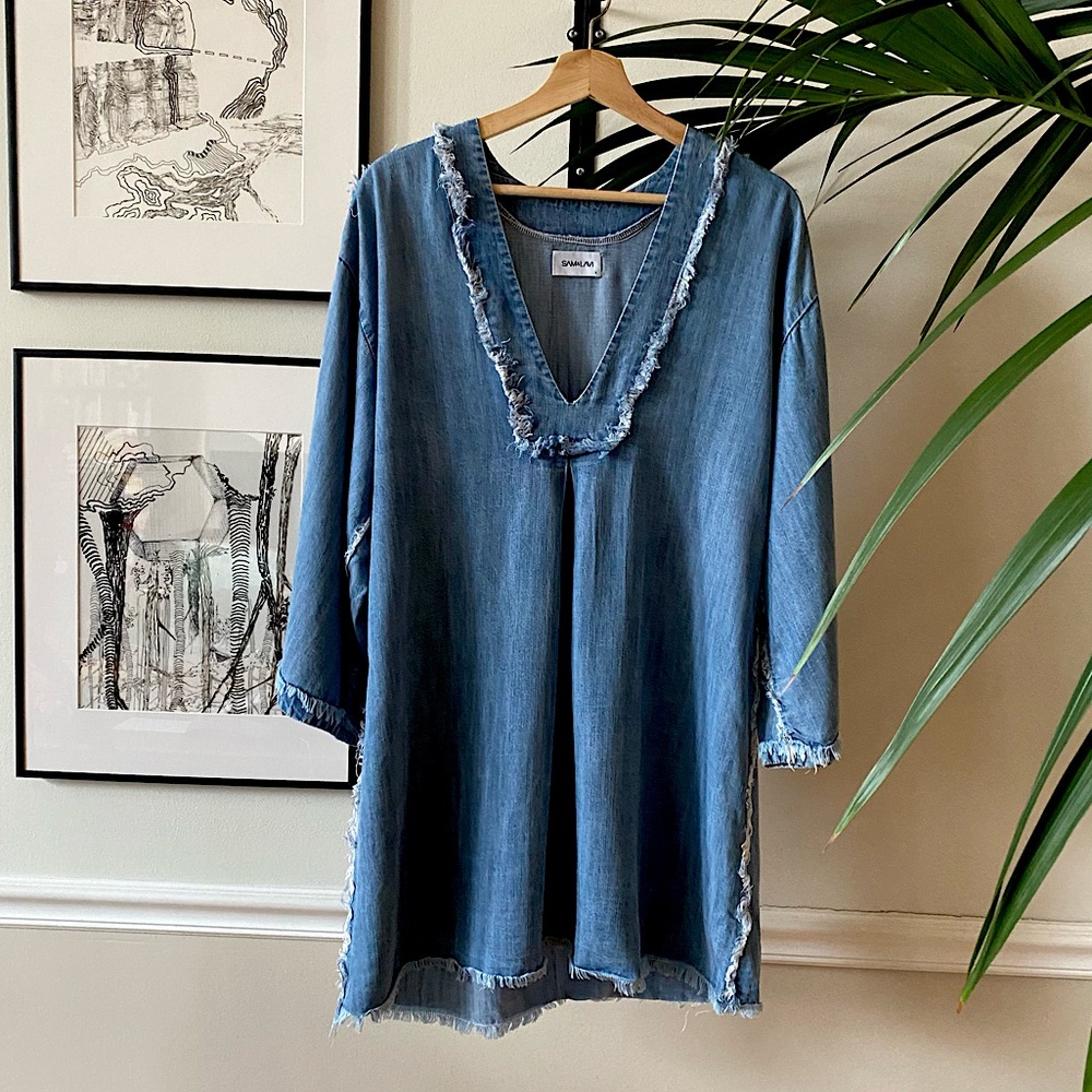 SAM & LAVI Denim/Chambray Kaftan Dress